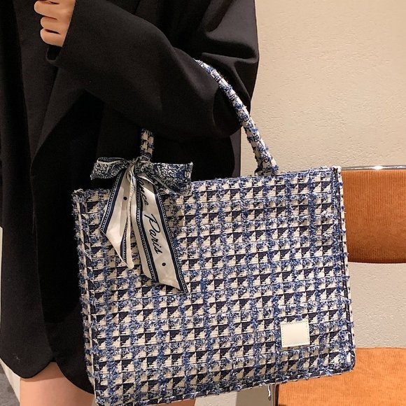 Multicolor Boho Womens Tweed Top Handle Tote Bag - Picture 4 of 5